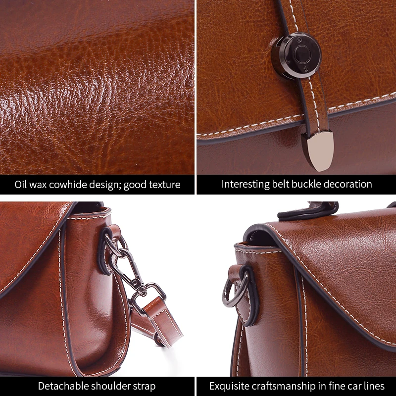 Ladies Luxury Designer mini Handbag Waxed Genuine Leather Fashionable Square Bag High-Quality Cowhide Crossbody Bag for Women