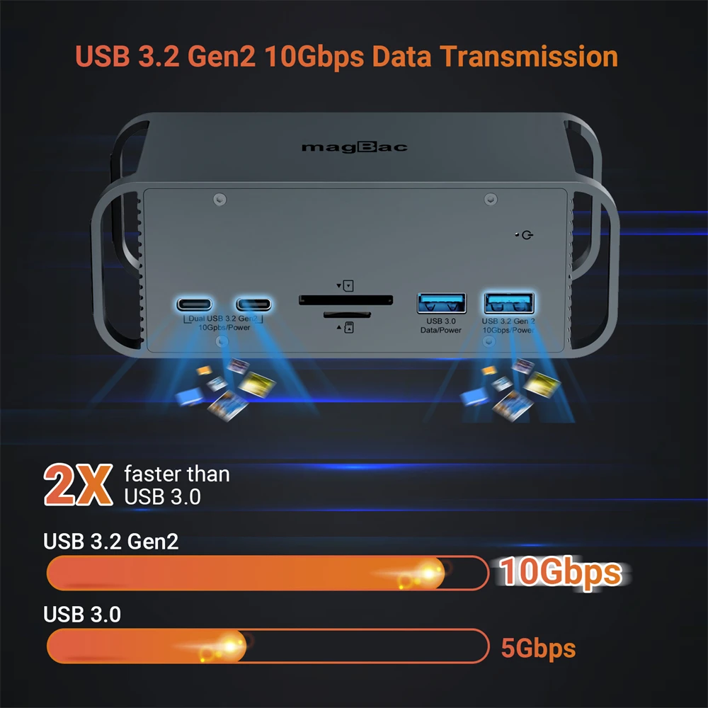 USB C Docking station 2x HDMI DP 4K 60Hz Triple Display 10 Gbit/s Typ C Laptop Dock für Lenovo Thinkpad Dell 65W AC Netzteil