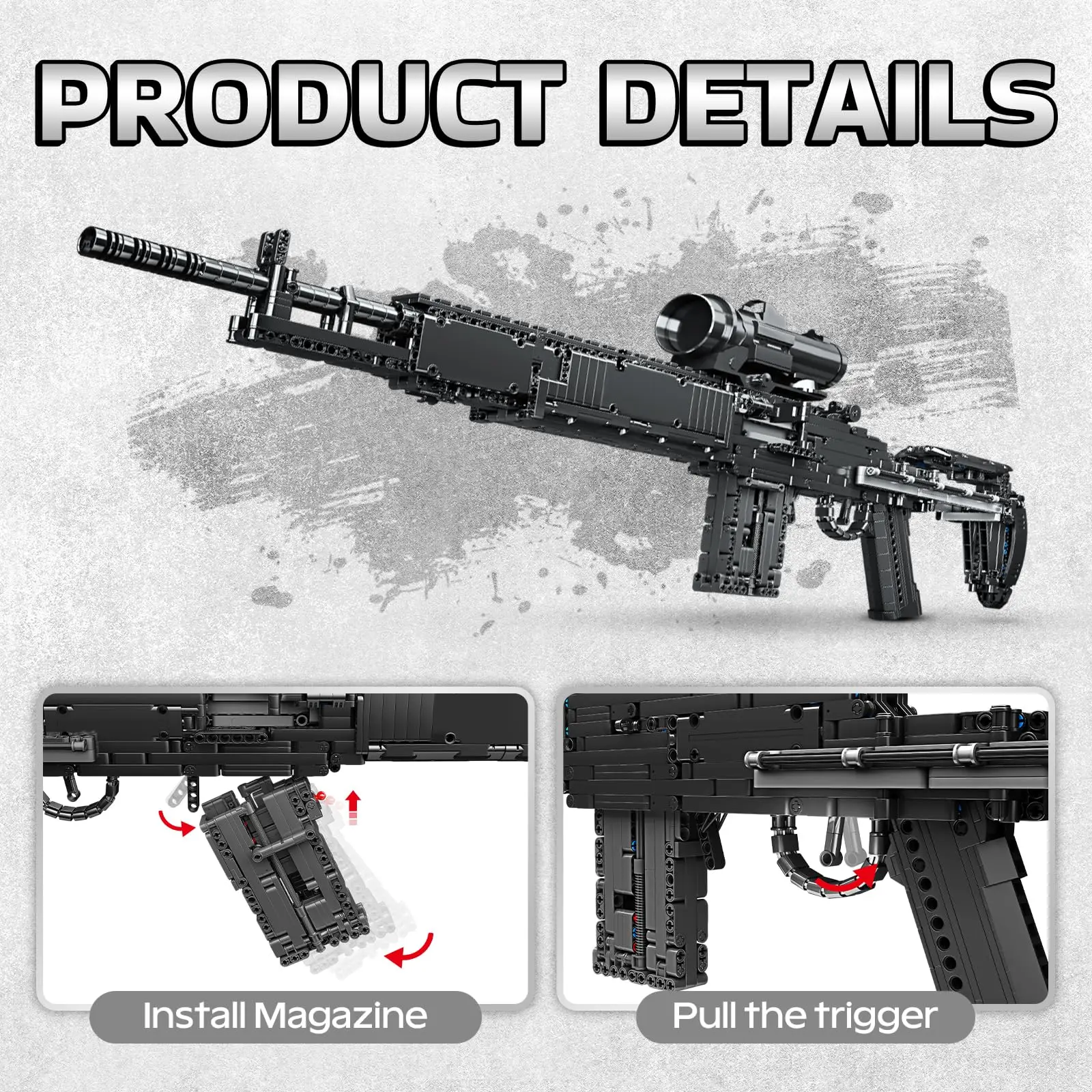 

VOCKOO new adult building block gun 1:1MK14 model gun shooting education DIY toy mechanical assembly set boy gift