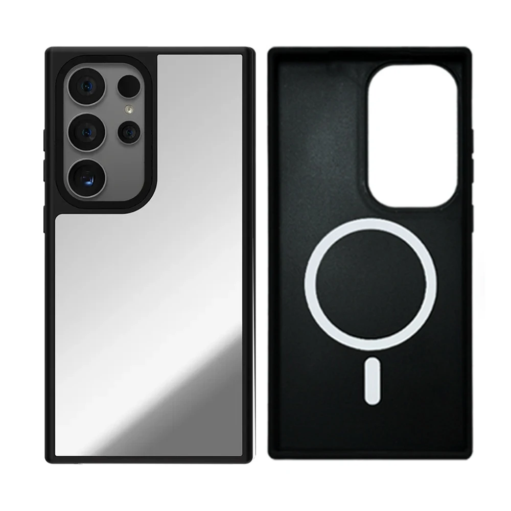 

Mirror Simplicity MagSafe Phone Case For Samsung Galaxy S25 S24 S23 Ultra S25Plus Luxury Makeup Mirror Customized Magnetic Cover