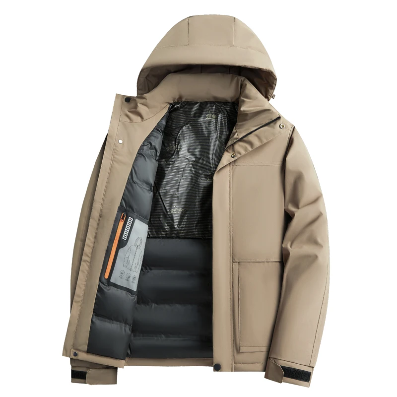 Manteau en coton graphène L-6XL, manteau de couleur unie coupe-vent épais chaud pour l'hiver des hommes, costume de pain à capuche décontracté de grande taille 2024