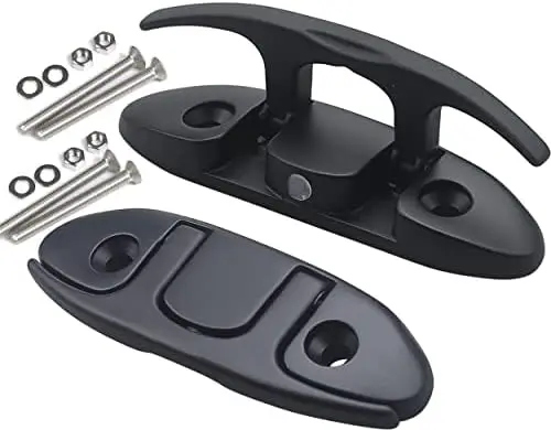 

Stainless Steel 4.5" Boat Folding Cleats - Flip-Up Marine Dock Cleats with Installation Hardware (Pair)