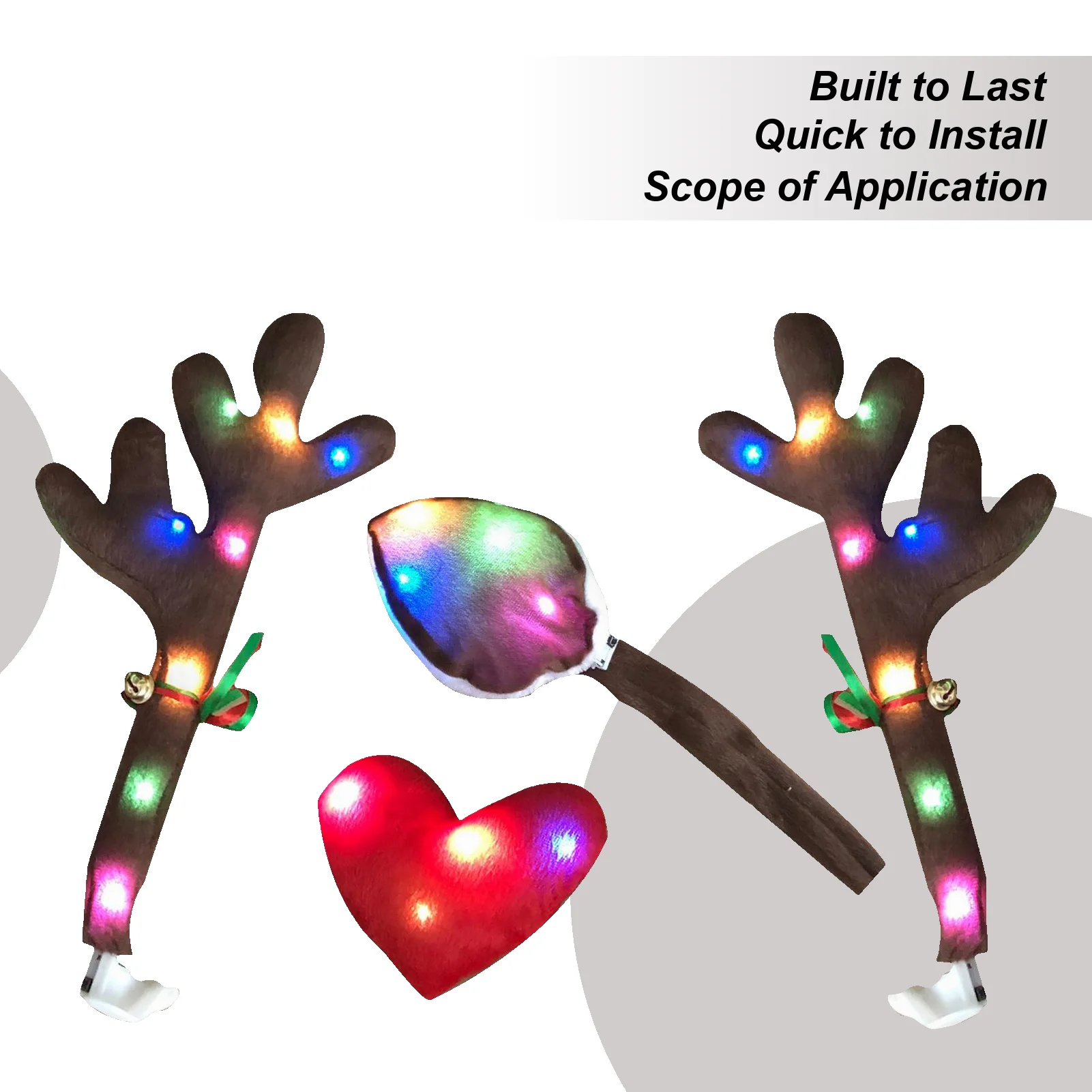 

Car Reindeer Antler Kit Holiday Costume With LED Lights Reindeer Car Kit For Holiday Van Party Seasonal Celebration Festive