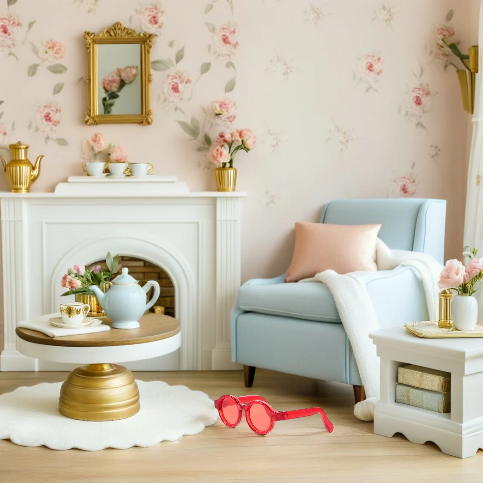 8 stücke Kinder Zubehör Mini Puppenhaus Gläser Runde Rahmen Bunte Linse Für Dress Up Stofftier Handwerk Requisiten