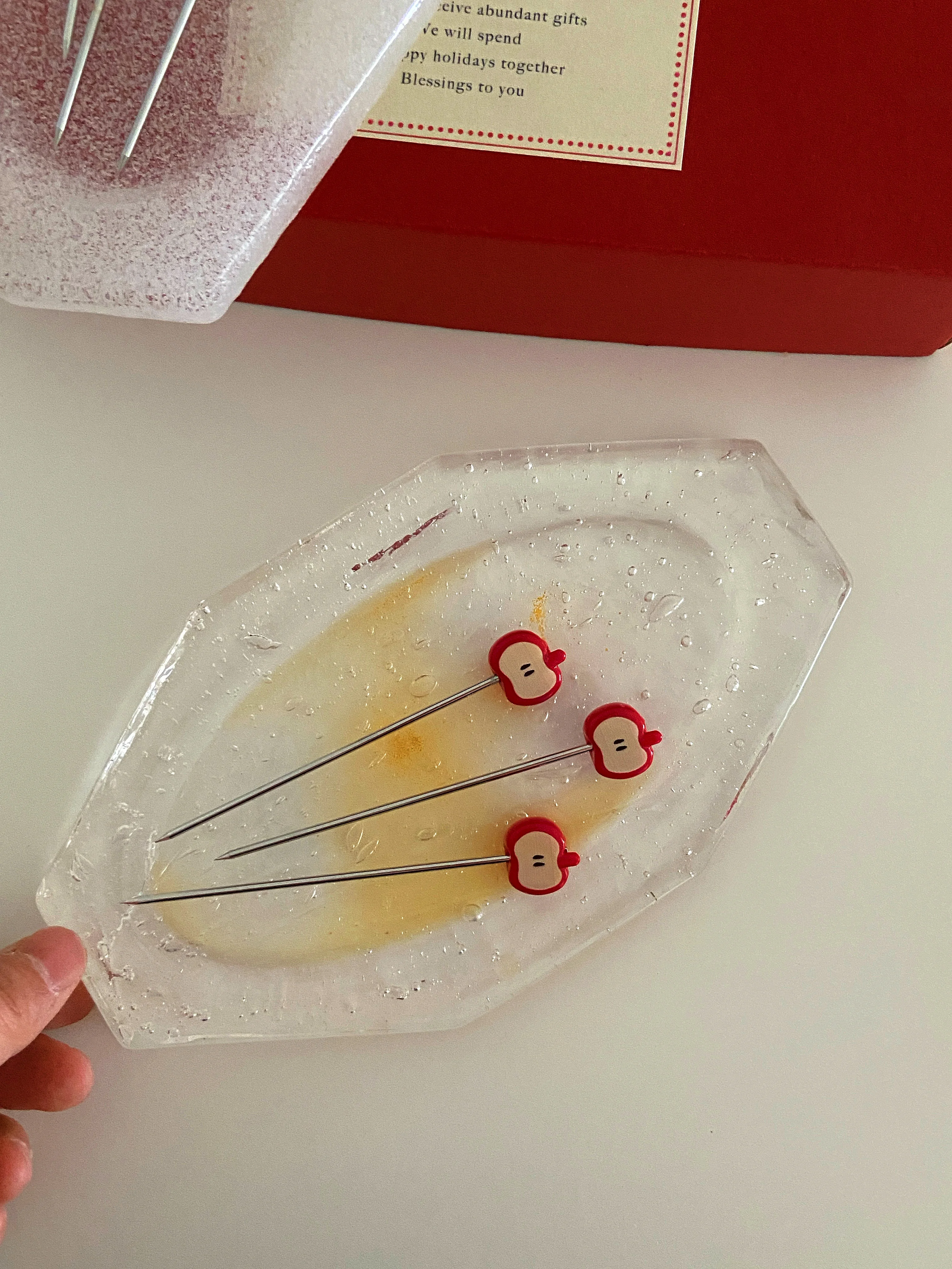 Creative Handmade Fruit Picks for Christmas and New Year ApplesStainless Steel  Forks Adorable Peace Premium Gift