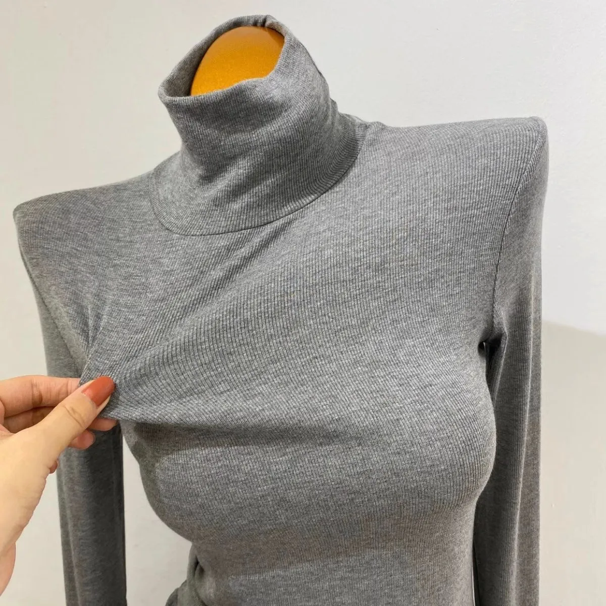 Slimming Soft High Collar Long Sleeve T-Shirt Versatile Base Layer Women's Korean Style INS Super Popular Ribbed Top