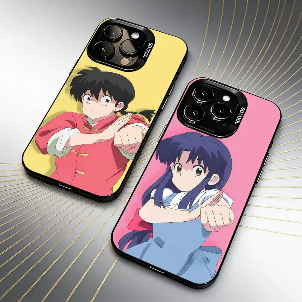 A-Akane Tendo and R-Ranma Saotome For CoupleS Phone Case For iPhone 16 17 15 14 12 13 Pro Max Black Candy Matte Shockproof Cover