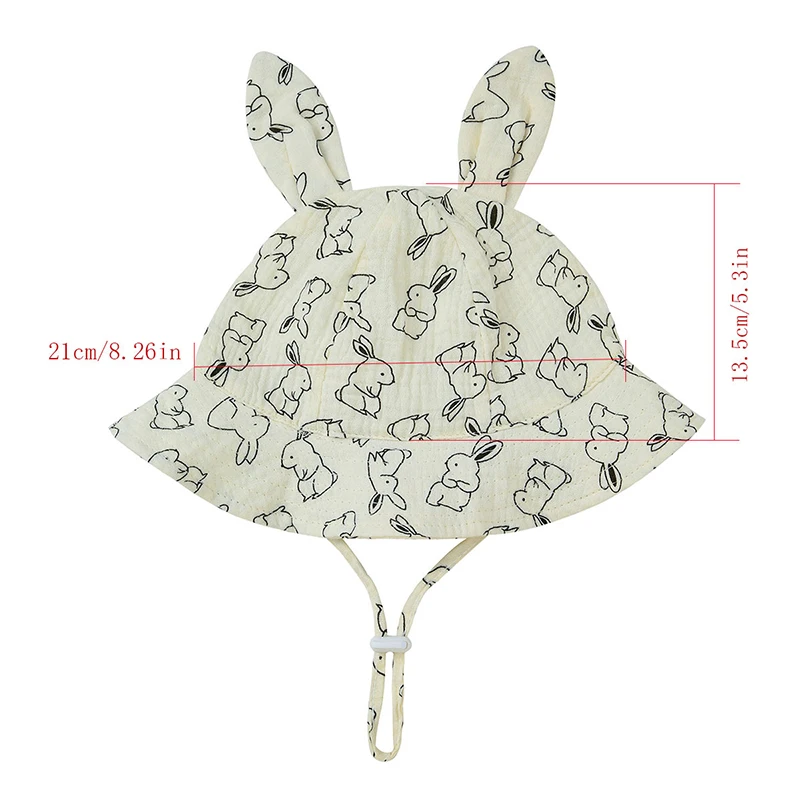 Chapeau de plage imprimé à large bord pour enfants, bonnets de soleil, dessin animé, oreille de lapin, bébé, doux, extérieur, mode, mignon, printemps, automne, E27, 1 pièce