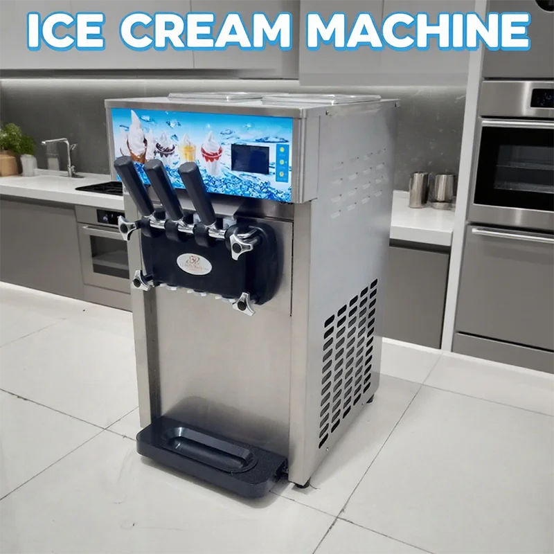 Soft Ice Cream Machine Commercial Ice Cream Making Machine Summer Snack Shop Cafe Desktop Ice Cream Maker