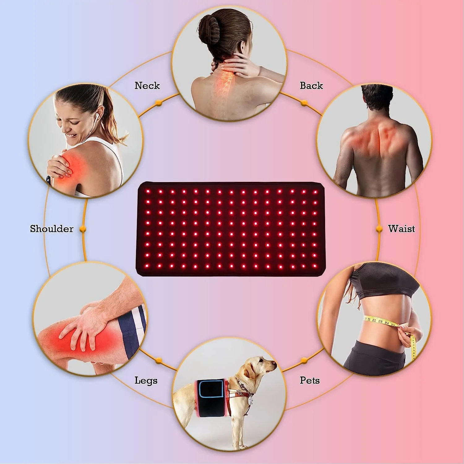 Red Light Therapy Belt for Body Inf-rared Flexible Wearable Wrap With Timer for Back Shoulder Waist Muscle Pain Relief