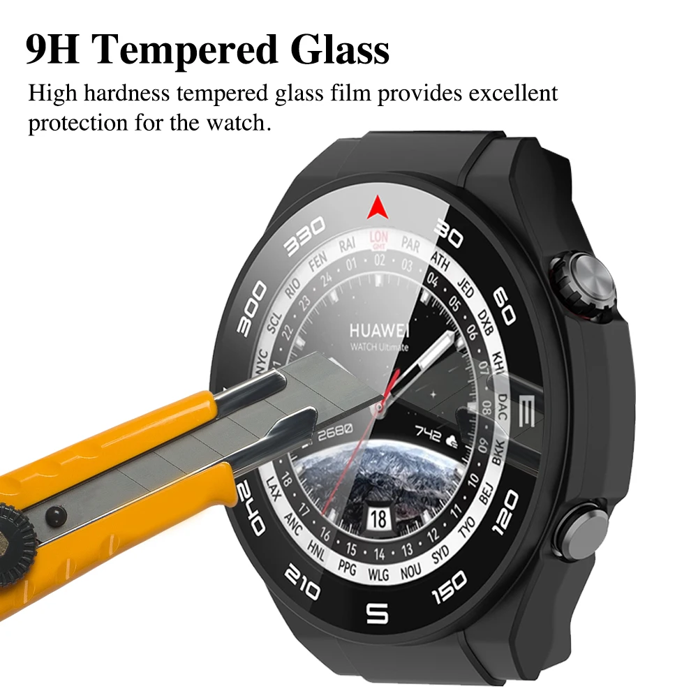 Gehard Glas + Pc Hoes Voor Huawei Horloge Ultieme Volledige Dekking Beschermende Bumper Case Voor Huawei Ultieme Accessoires