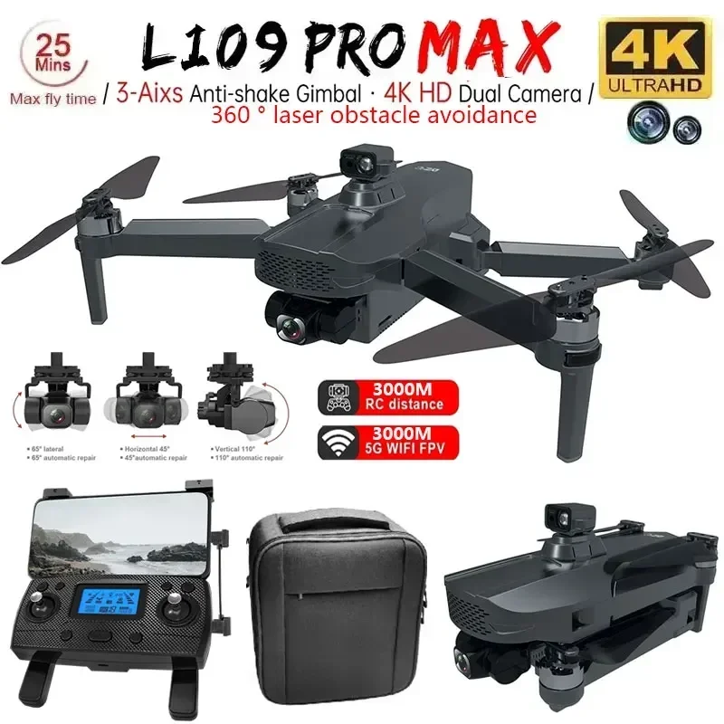 L109 PRO MAX RTS Drone 4K Profesjonalny podwójny aparat HD 360° °   Unikanie przeszkód Bezszczotkowy GPS WIFI Drony FPV RC Quadcopter Zabawka