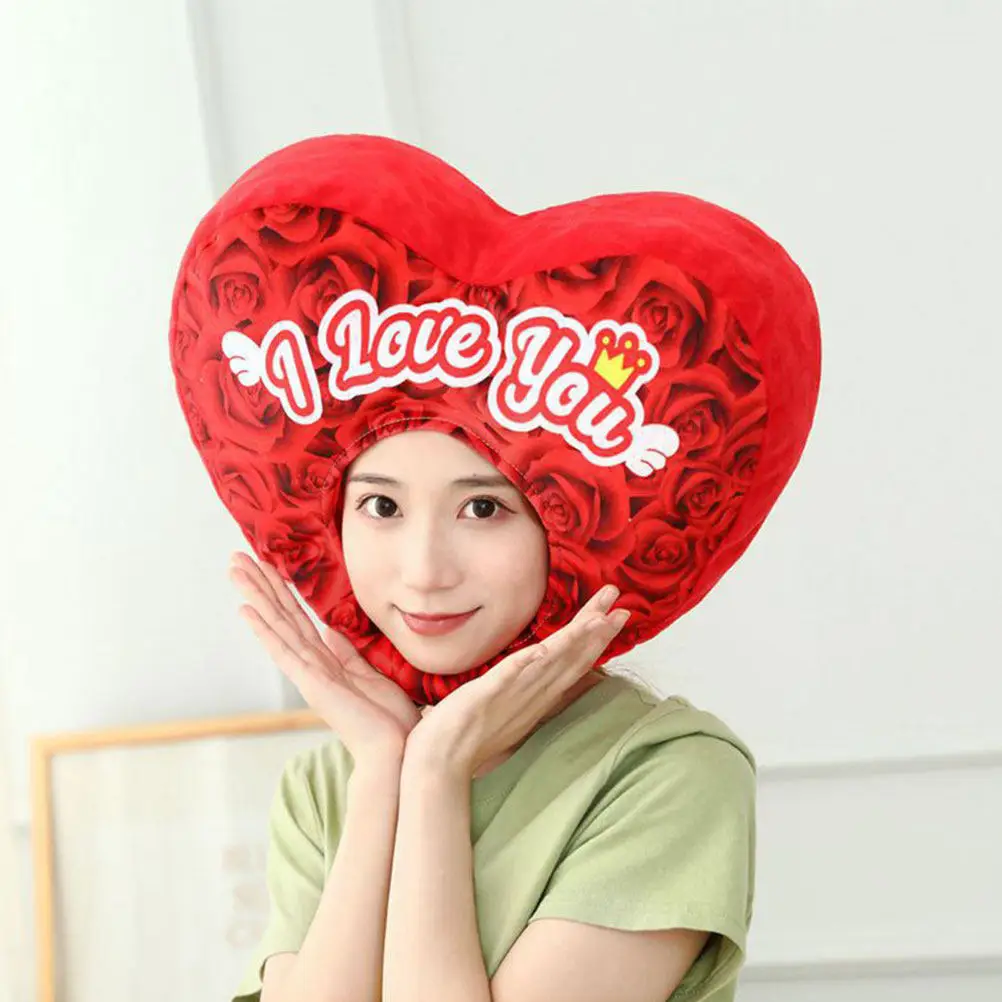 Gorro de Corazón de Rosa, Sombrero de Disfraz Suave, Accesorio para Fotos del Día de San Valentín, Novedoso para Fiestas, Cosplay, Festivales, Juego de Roles