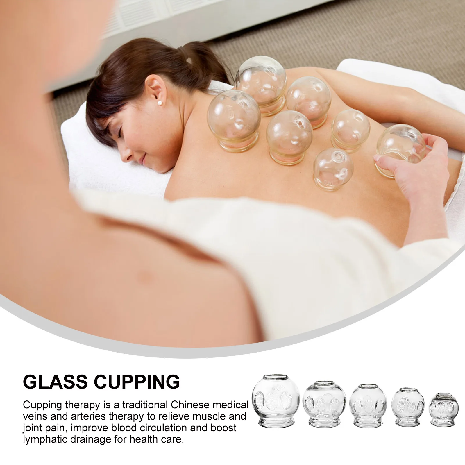 

5 Pcs Glass Cupping Adsorption Suction Massage Hospital Vacuum Massager Cuppings