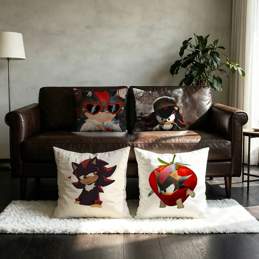 Shadow The H-Hedgehog Pillow Case Square Double-Sided Printing Short Plush Sofa Cushion Cover Bedroom Bedside Pillow