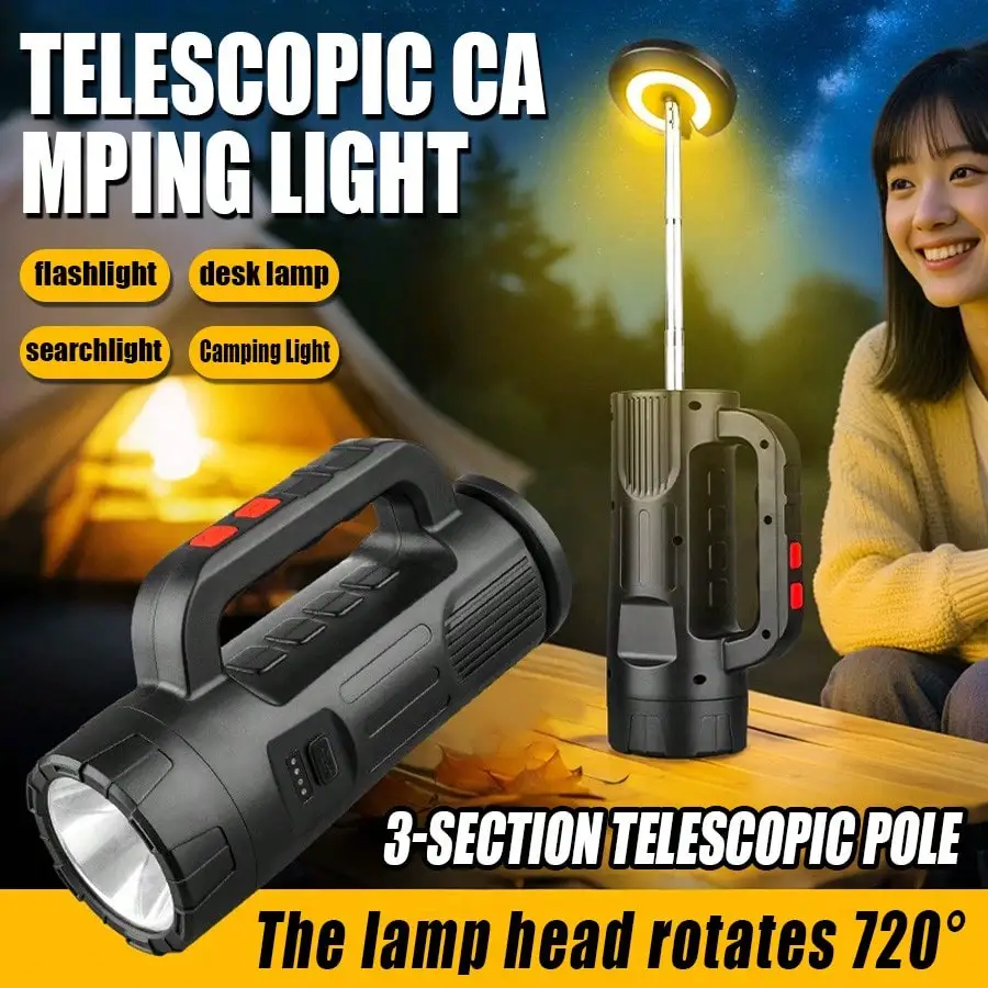 

High Power Waterproof USB Rechargeable LED Work Light, Handheld Torch for Outdoor Activities & Emergency