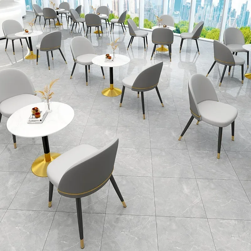 Light Luxury Dining Chair Household Nordic Modern Back Chair Hotel Dining Table Leather Backrest Negotiation Stool Comfort