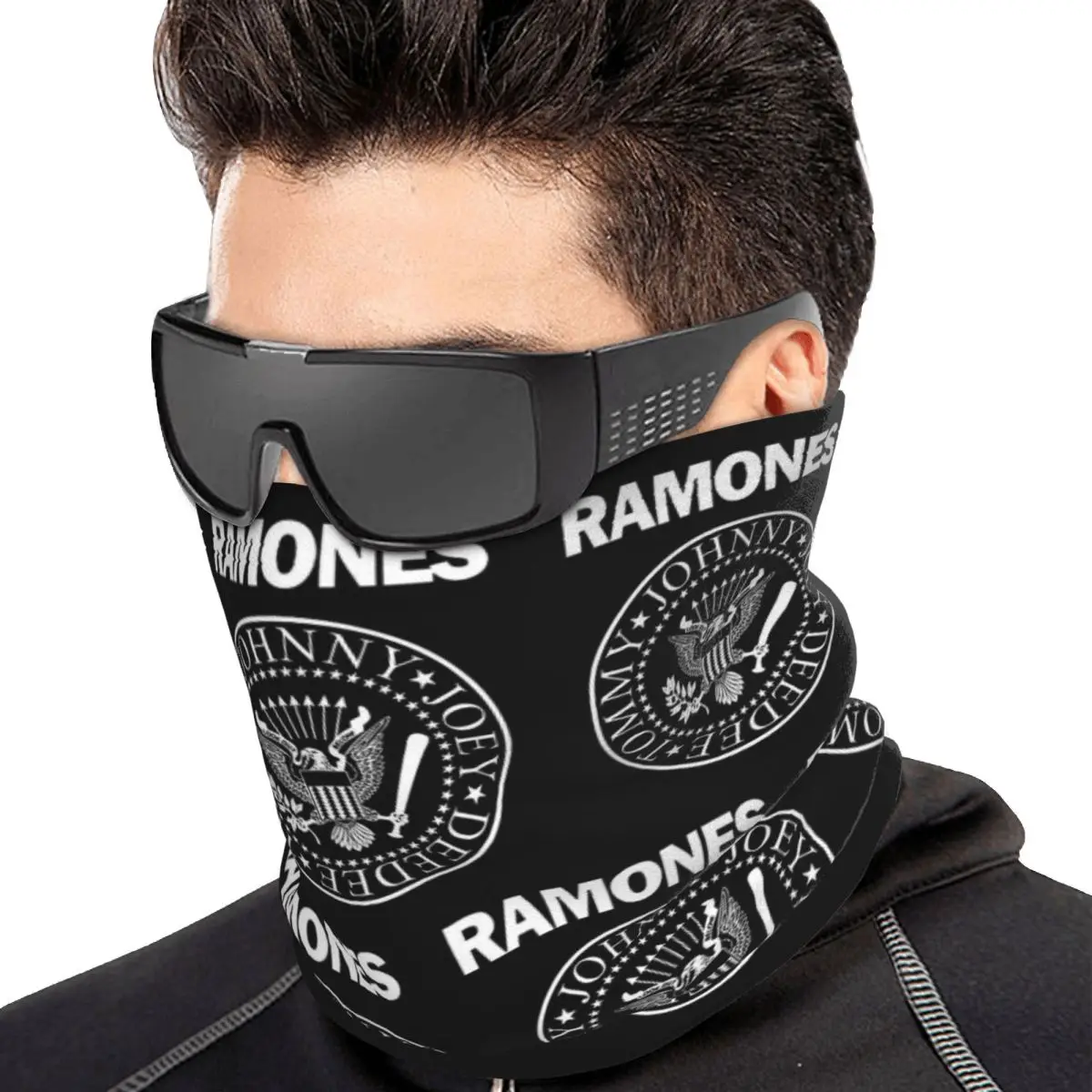 The Ramone Merch Multifunctional Elastic Neck Gaiter Wind Proof Face Cover Bandana Unisex for Motorcycle Hiking Fishing