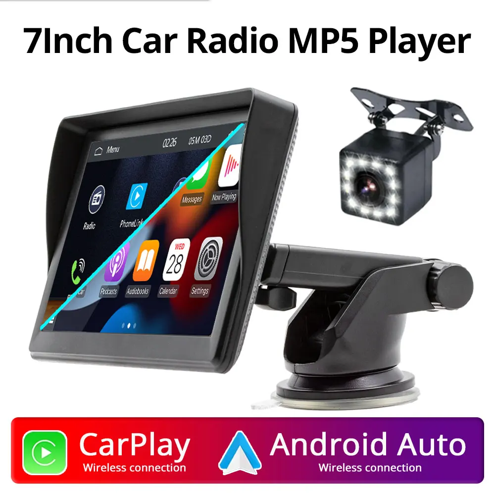 

7Inch Car Radio Multimedia Video Player Portable Carplay for Car Screen HD Wireless CarPlay Android Auto Car IPSTouchscree