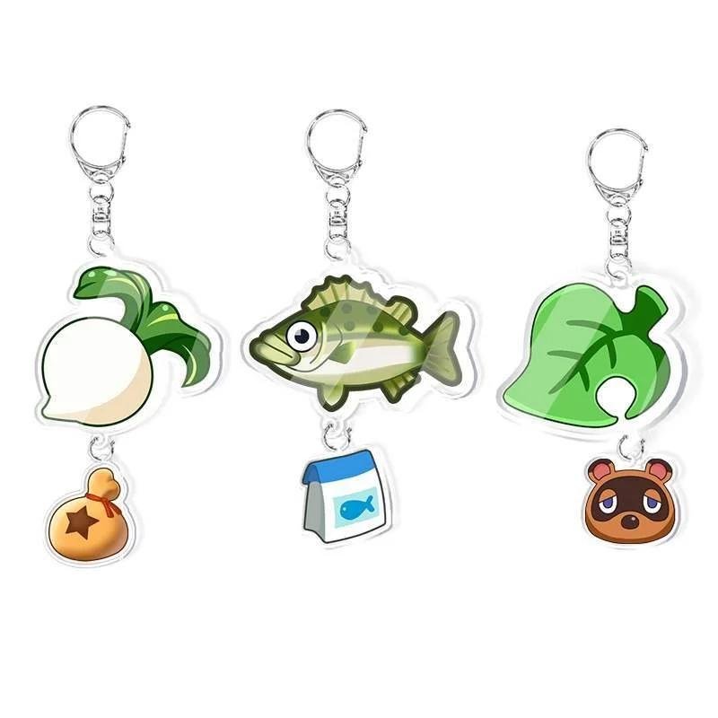 

Animal Crossing Acrylic Keychain Anime Perch Turnip Bag Pendant Chain Kids Toy Kawaii Ring Desktop Ornament Friends Gift