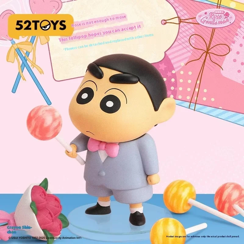 52TOYS تلوين شين تشان صندوق أعمى طبعة محدودة موضوع الورد اليدوية سطح المكتب زخرفة العصرية تحصيل لعيد الحب