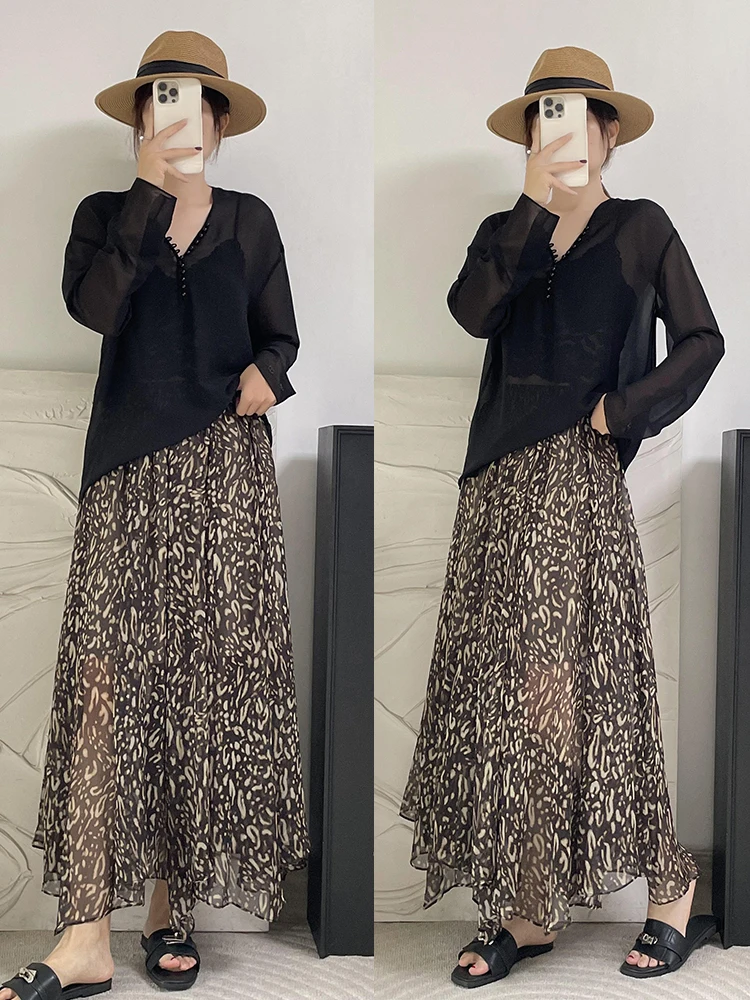 

Юбка-миди с 3D-эффектом «Леопардовый узор», асимметричным кроем, драпировкой и эластичной талией, из струящейся ткани, для отпуска