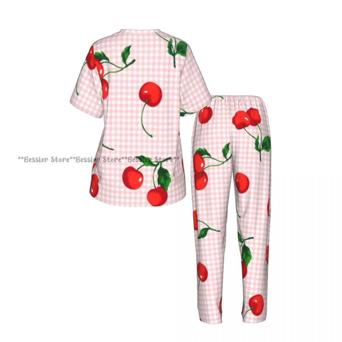 Cherry Pajamas Set Short-sleeved Women Home Clothing 3