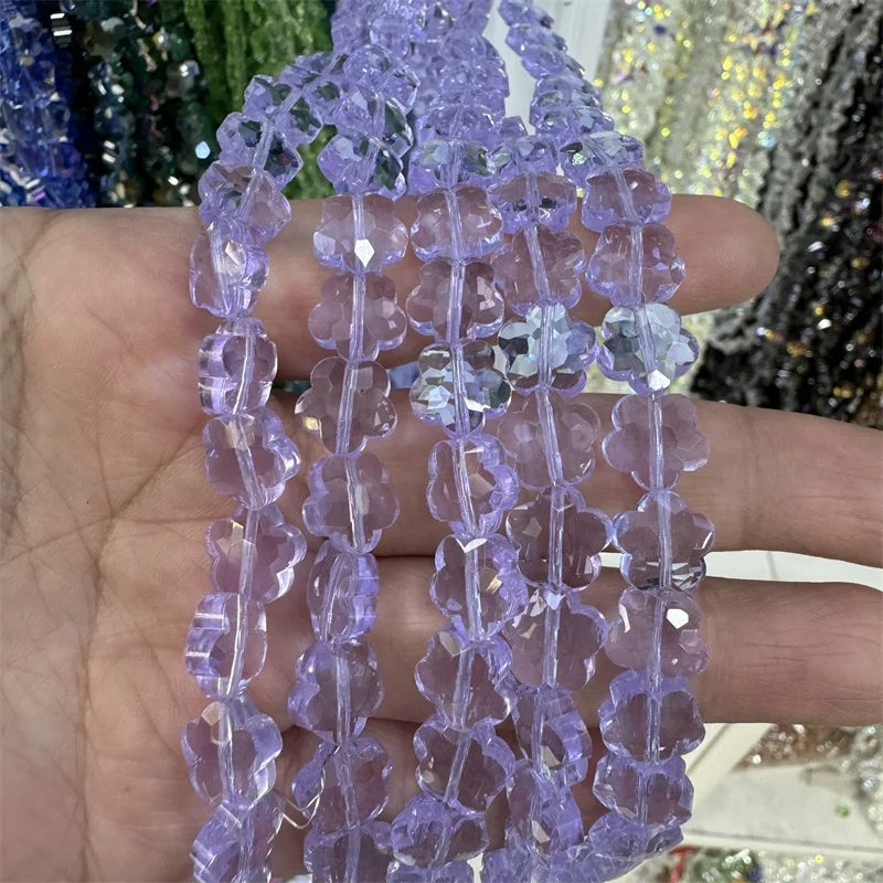 30pcs High Quality Multicolor AB Color Crystal Beads Plum Flower Shape Faceted Glass Beads For Jewelry Diy Making Necklace New