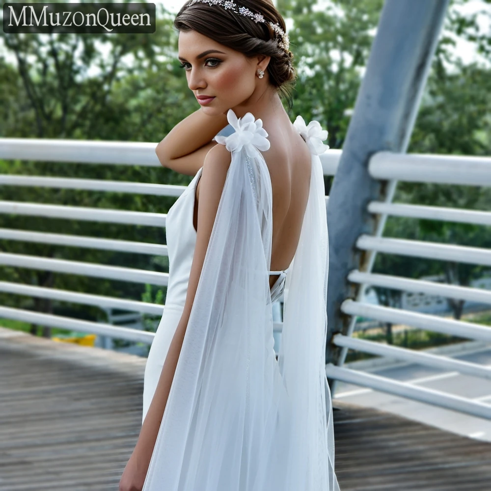 MMQ MG11 حواف متألقة يلتف الزفاف شالات قطار طويلة قبعات أنيقة مع الزهور الكتف كاتدرائية اكسسوارات لتقوم بها بنفسك حسب الطلب #1