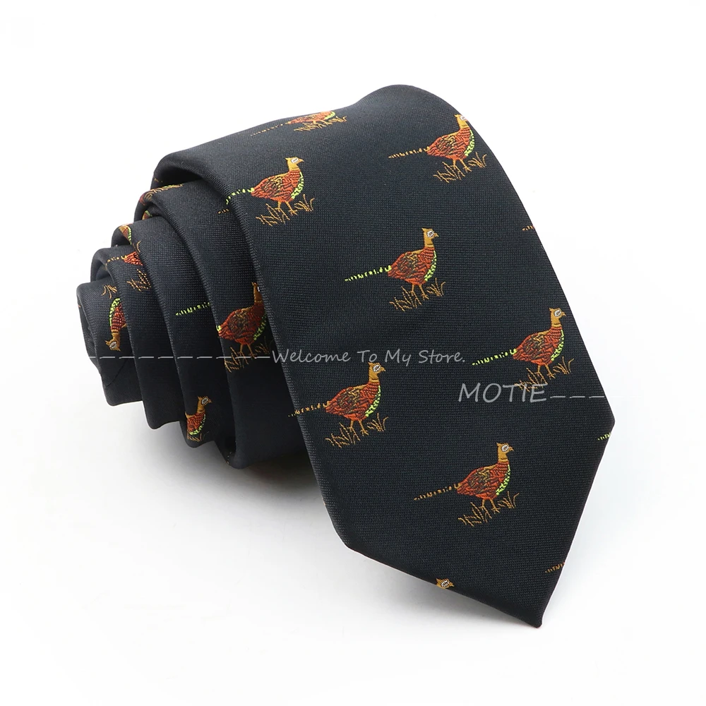 Men's Polyester Ainmal NeckTies Black Duck Chicken Necktie Gravatas For Business Wedding Party Casual Suits Shirt Accessory Gift