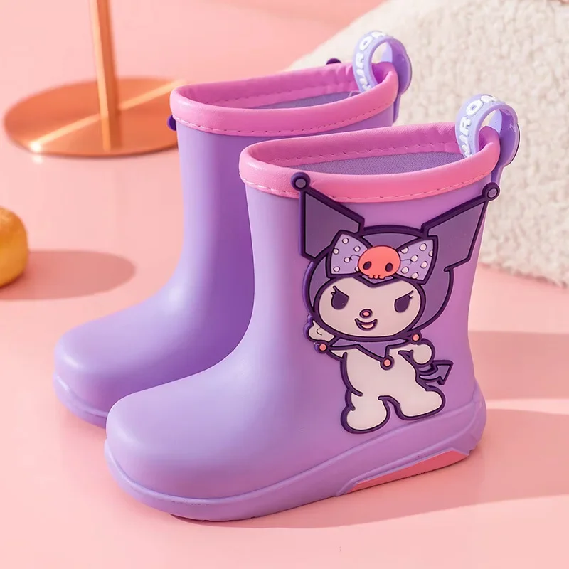 Sanrio Anime Hello Kitty Kuromi Waterproof Shoes Cartoon Kawaii Cinnamoroll Non Slip Wear Resistant Rain Boots Outdoor Low Boots