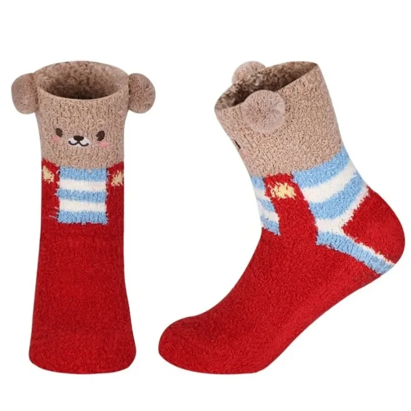 Fluffy Short Socks Women Fuzzy Winter Ladies Floor Warm Plush Comfy Cartoon Animal Funny Cute Kawaii Slippers Sock Designer