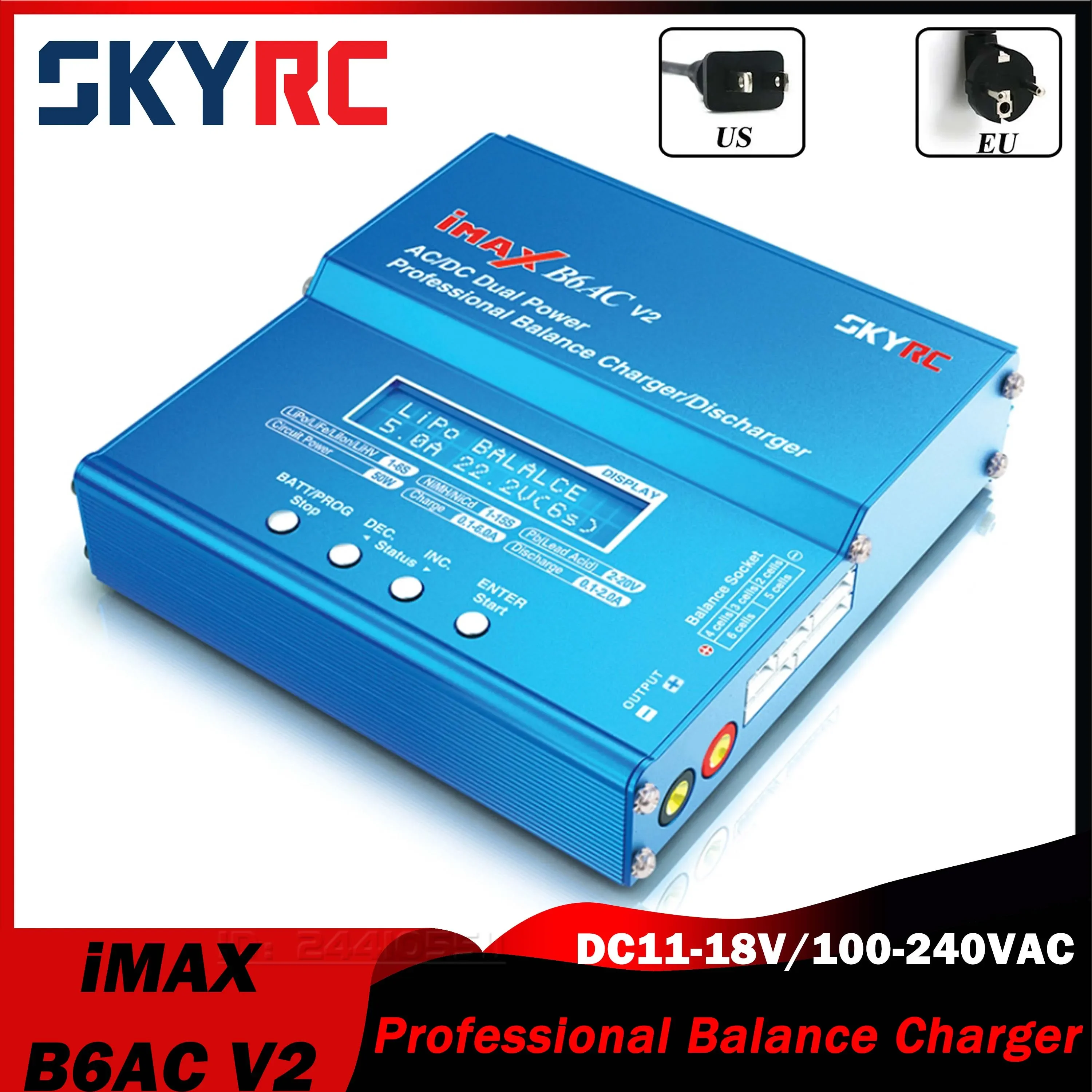 

SKYRC IMAX B6AC V2 Professional Balance Battery Charger 6A 50W Discharger DC11-18V LiPo LiHV LiFe LiIon NiMH NiCd 100-240V AC