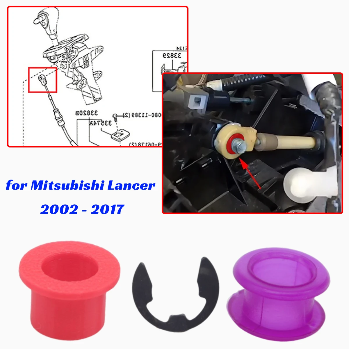 

1kit Gear Shift Cable Linkage Bushing Sleeve for Mitsubishi Lancer 2002-2017 Both Ends Rod Grommet Fix Repair Car Accessories