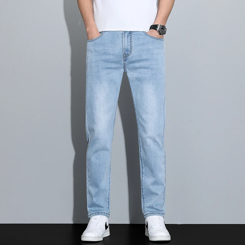 2026 New Trend Brand Spring Versatile High-end Men's Casual Long Pants Men's Jeans Straight Slim Denim