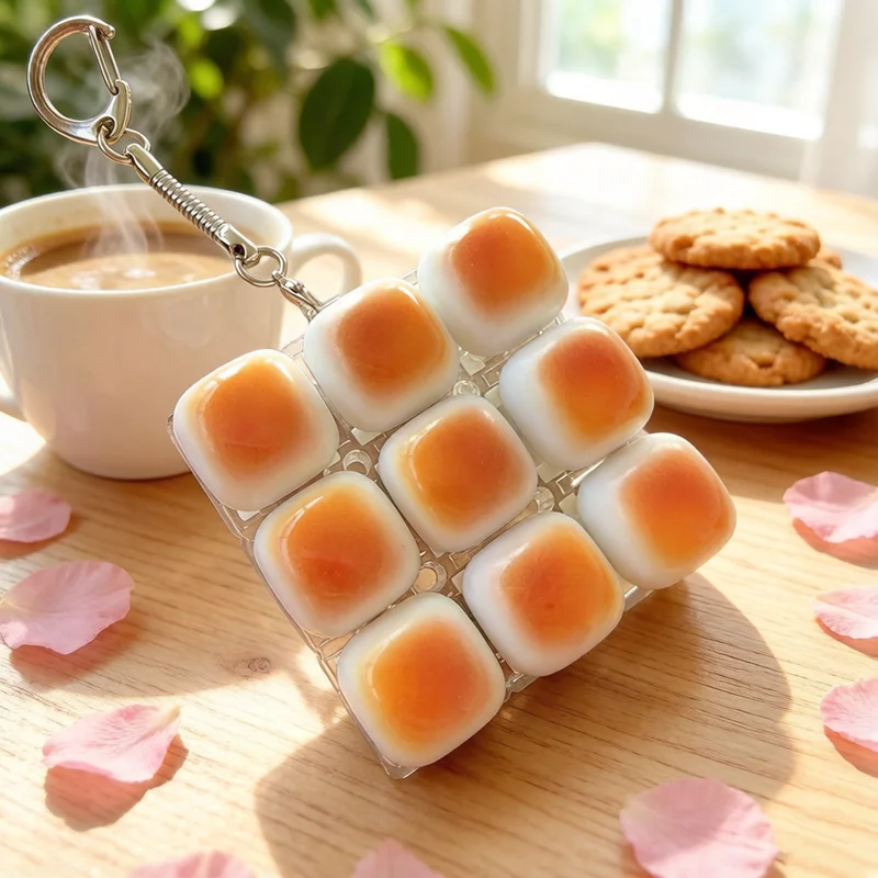 1PCS Orange Keycap Keyboard Keychain Caramel Bread Stress Relief Toy Cute Backpack Pendant Student Office Daily Decor Accessory
