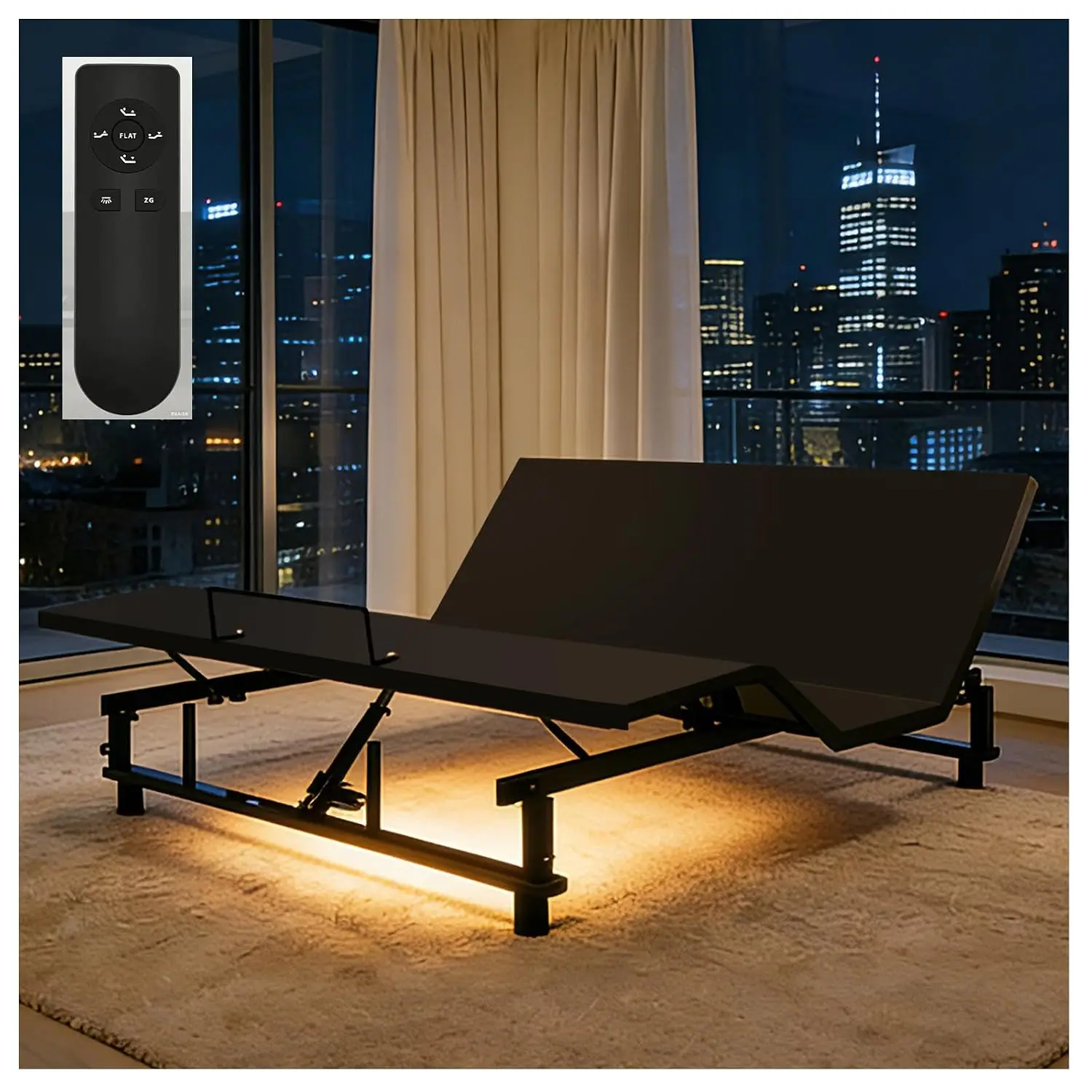 King Adjustable Electric Bed Frame, Head & Foot Incline, Wireless Remote, Zero Gravity & 4 USB Ports, Custom view 3