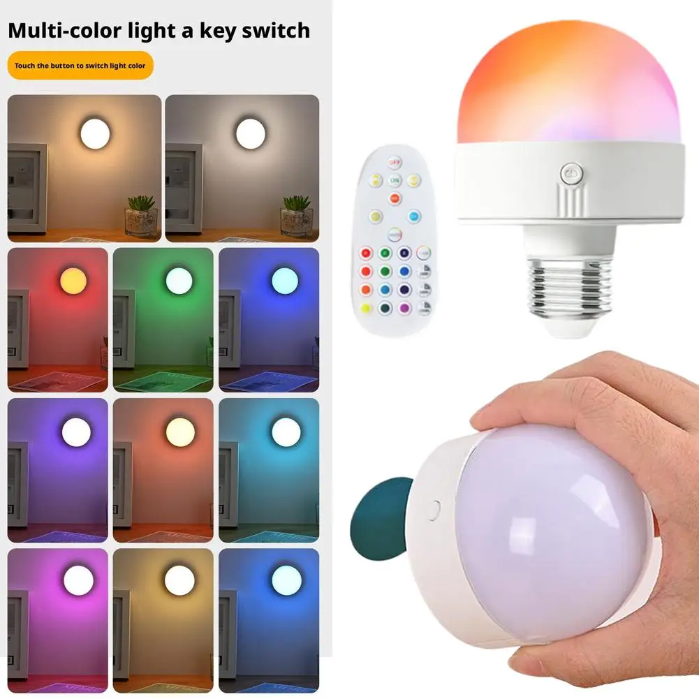 1 Juego de cabezal de lámpara RGB E26 de tres colores, bombilla de carga versátil, múltiples temperaturas de Color, lámpara de ambiente con control remoto