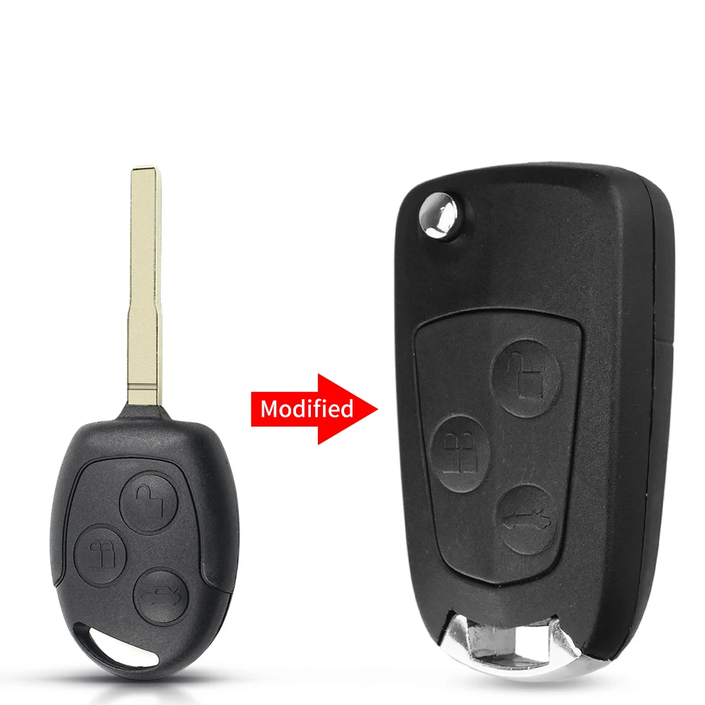 KEYYOU per Ford Focus Mondeo Fiesta C-MAX Fusion Transit KA Car modificato Flip Remote Key 3 pulsanti FO21 HU101 Fob Key Shell Case