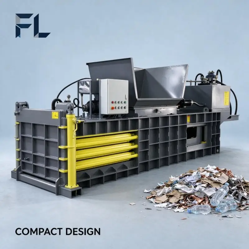 Hydraulic Baler Robust Hydraulic Baling Machine Safety Emergency Stop for Textile Fabric Waste Bundling