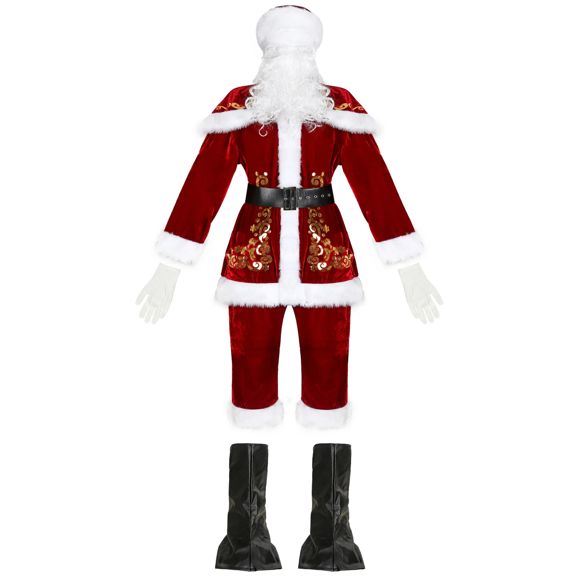 

8 pcs M-XXXXL Cosplay Costumes Santa Claus Clothes Costume Men's Santa Claus Outfit Santa Claus Costume