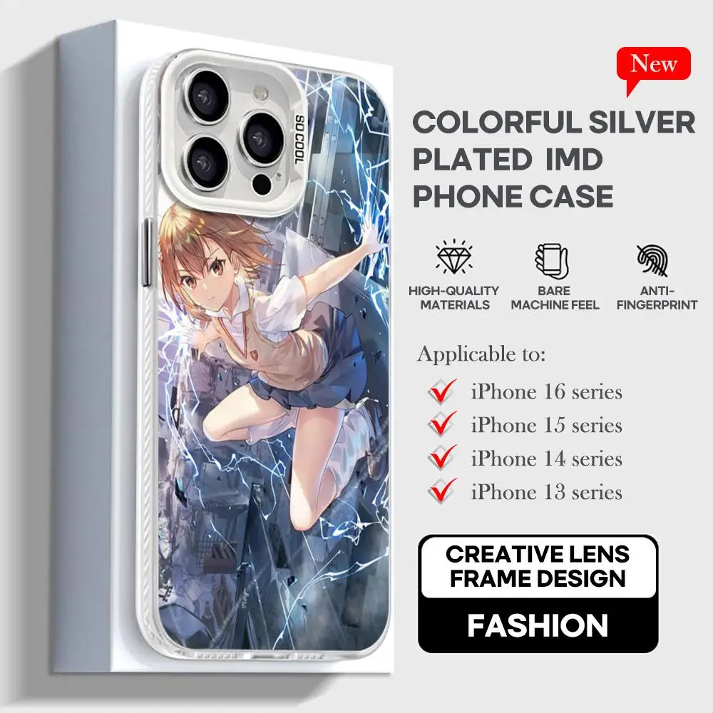 Mikoto Misaka Scientific Railgun Phone Case White IMD Colorful Silver Suitable soft case for iPhone 16 15 14 13 12 11 XS Pro Max