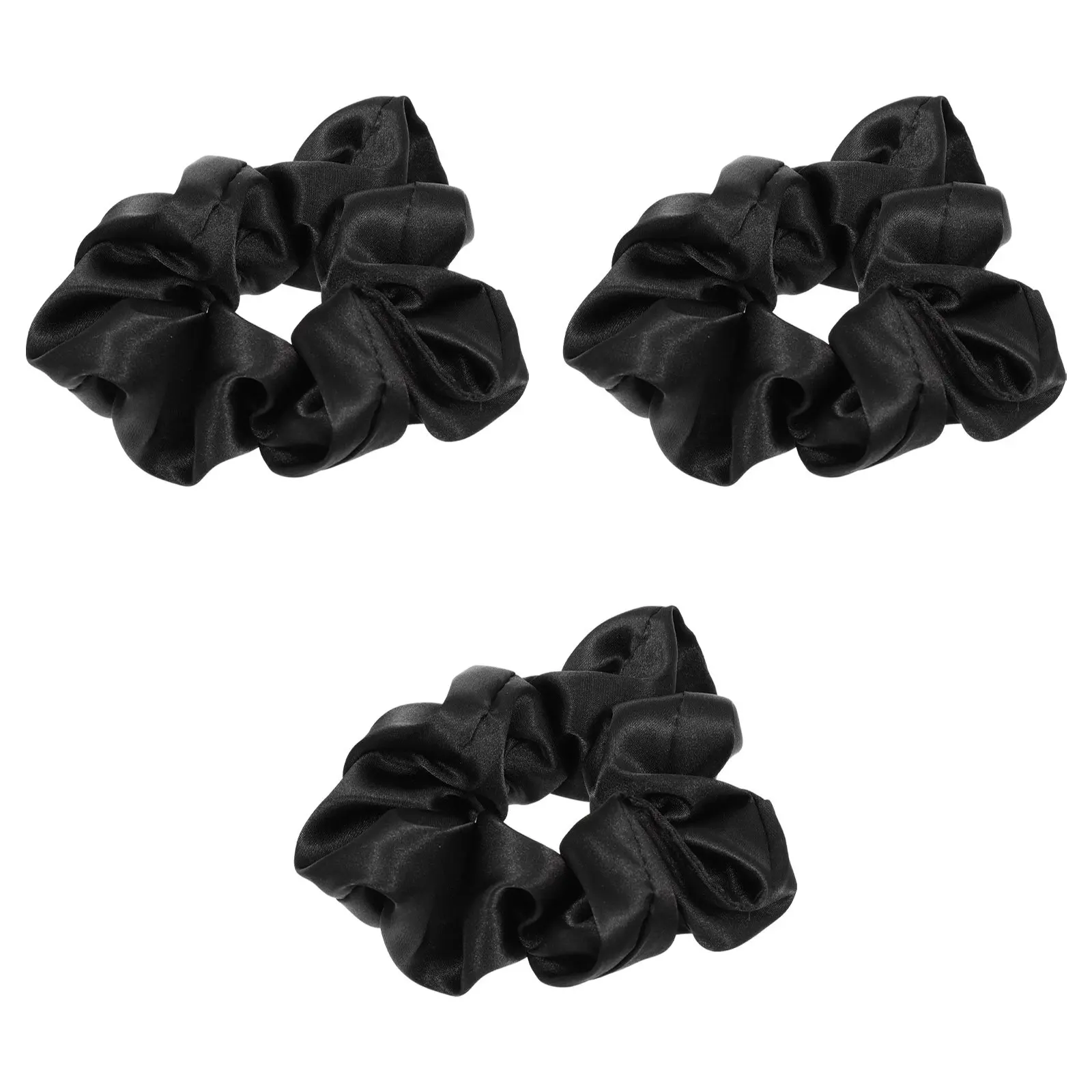 

3Pcs Silk Hair Scrunchies Black Stretchy Elastic Hairbands for Women Girls Daily Office Party Hair Tie Bands Elastic Hairband