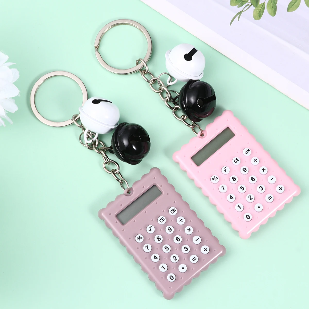 2pcs Mini Keychain Calculator Portable Electronic Calculator For Students School Office Use Key Ring Shaped Compact