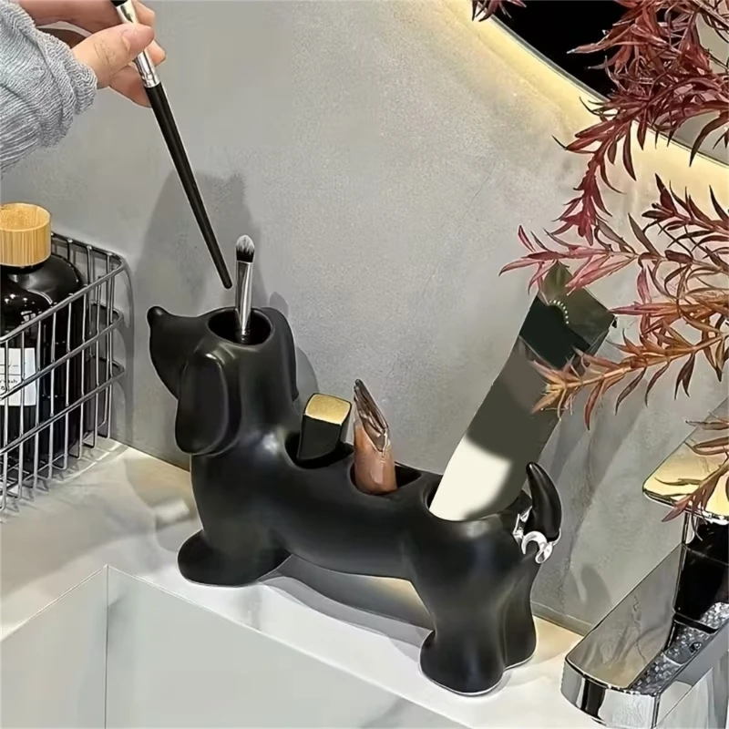 KXRE Schöner Zahnbürstenhalter in Dackelform, 3D-gedruckter Hundeform-Organizer für Kinder, Badezimmer, Zahnpasta,