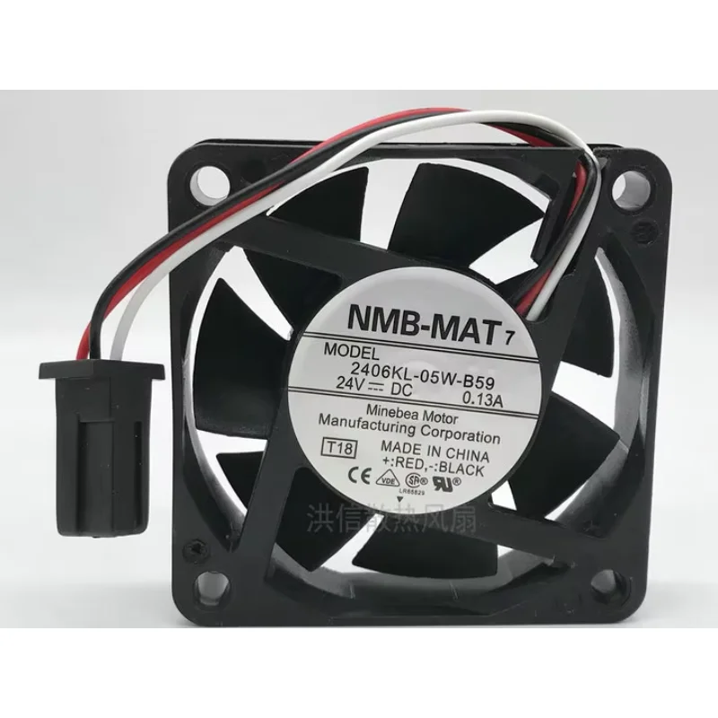 NMB-MAT 2406KL-05W-B59 T18 DC 24V 0.13A 60x60x15mm 3-Wire Server Cooling Fan