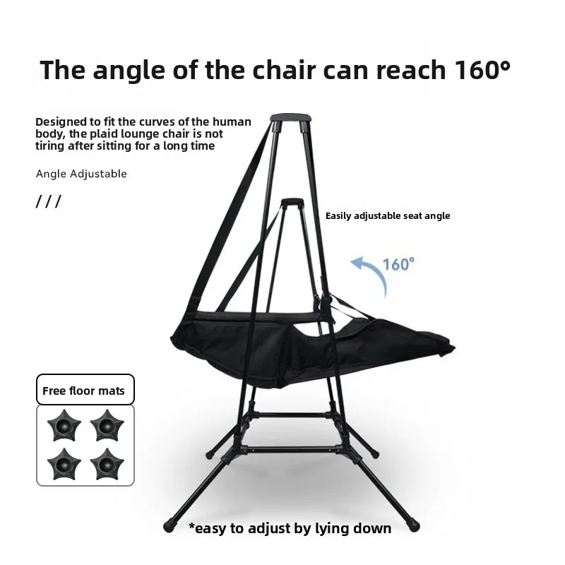 Outdoor camping folding reclining seat, portable large load-bearing sling swing courtyard rocking chair