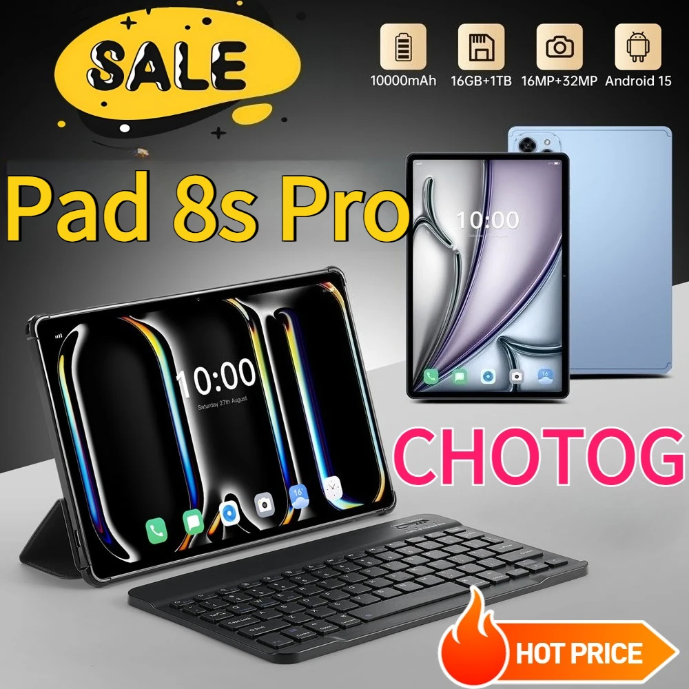 CHOTOG Pad 8s Pro Original Tablet 10.1HD Tablet Android 15 5G Dual SIM Tab PC 22GB+2TB Tablets 10000mAh Tab WIFI Für Globale Version Kinder-Tab