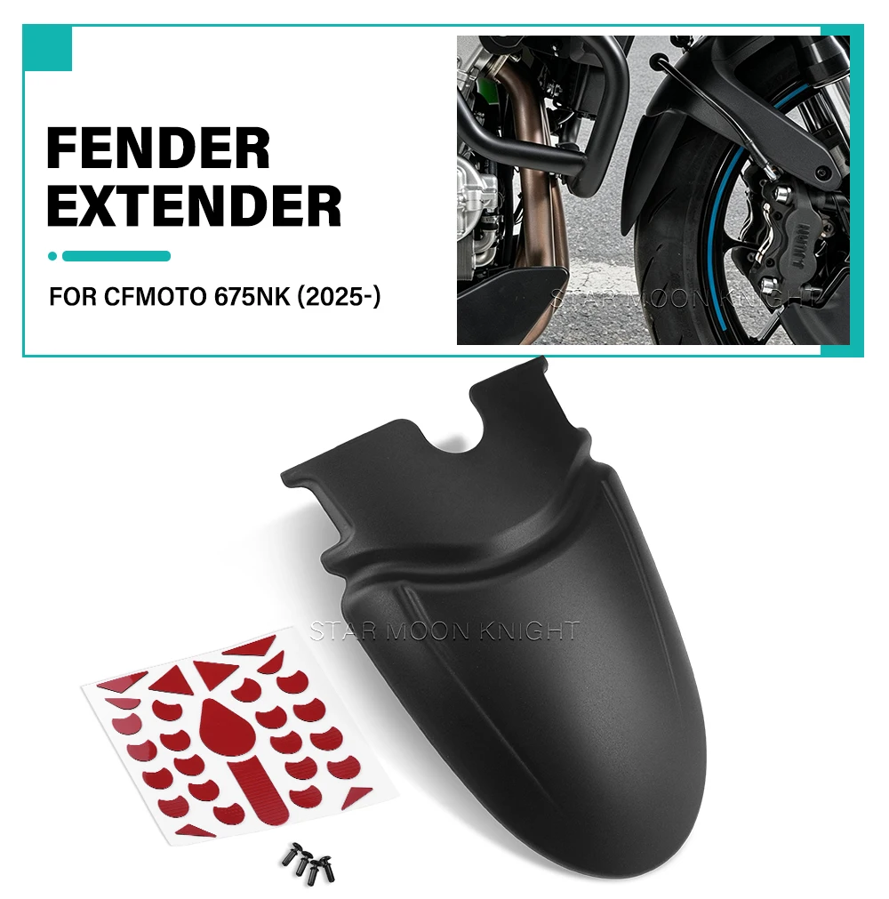 Motorcycle Fender Extender FOR CFMOTO 675NK 675 NK 2025- ABS Splash Guard Front Mudguard Extension for Rainy Day Commuting