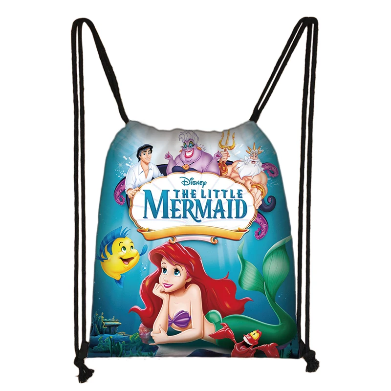 Disney The Little Mermaid borsa con coulisse borsa Casual quotidiana Boy Girl zaino borse con coulisse borsa per la spesa borse da spiaggia